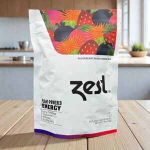 Zest‎ Energy Superberry Samba Green Tea 20 Bags 135mg Caffeine Keto Friendly